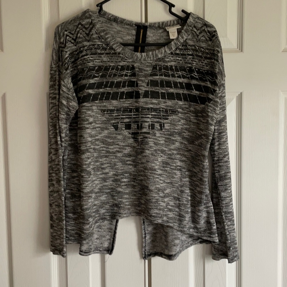 Aztec zip back accent l/s